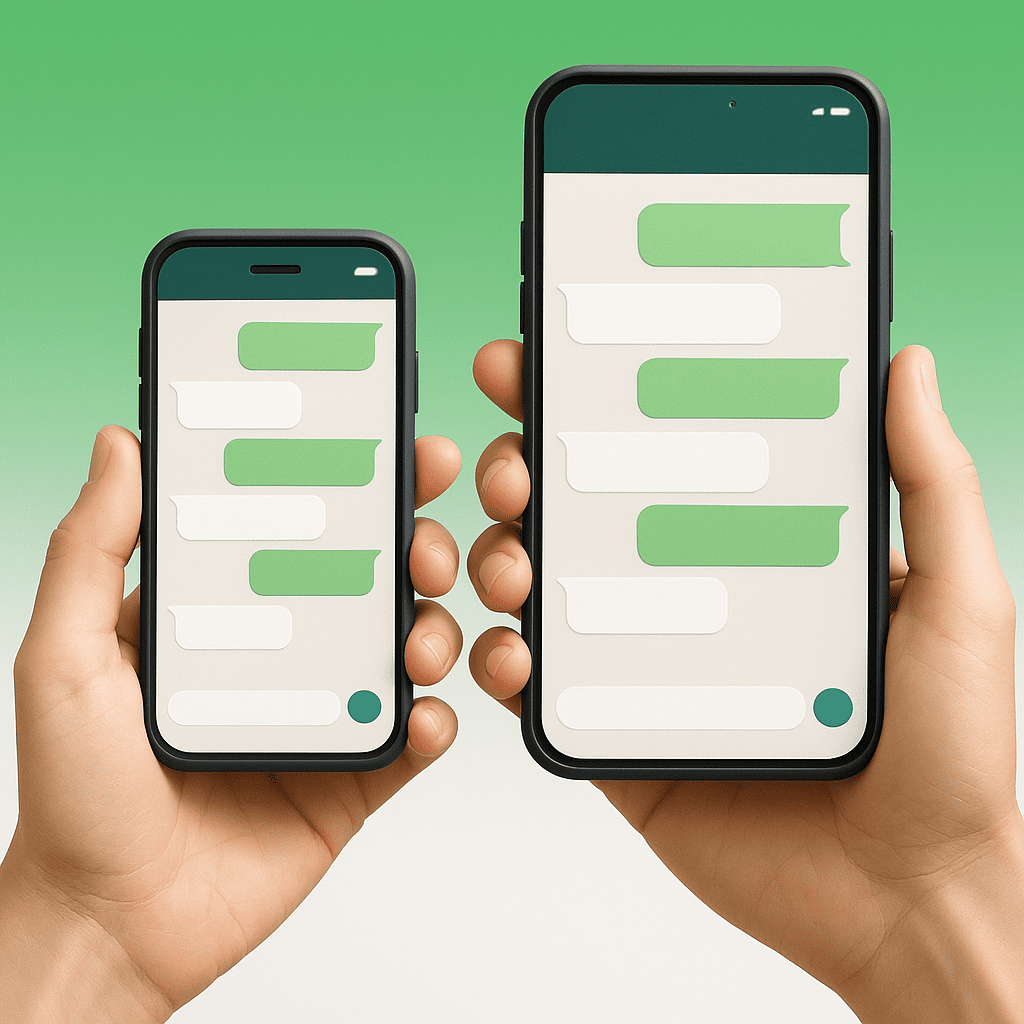 Vários tamanhos de operação no WhatsApp